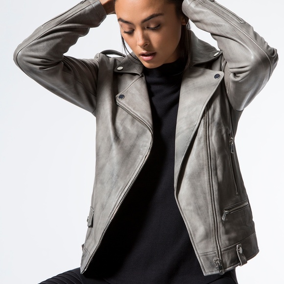 BLANC NOIR Leather Grey Jacket RARE - Picture 1 of 4